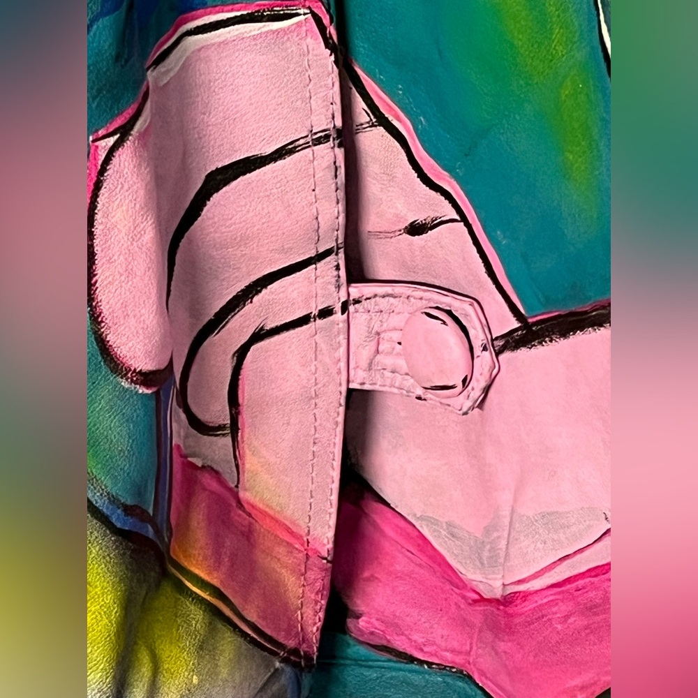 Custom Hand Painted Pink Panther Leather Trench Coat - Picture 4 of 12